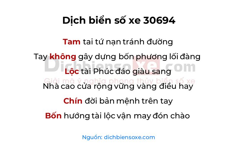Dịch thơ biển số 30694