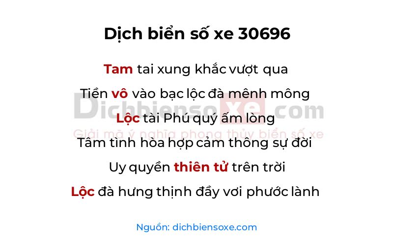 Dịch thơ biển số 30696