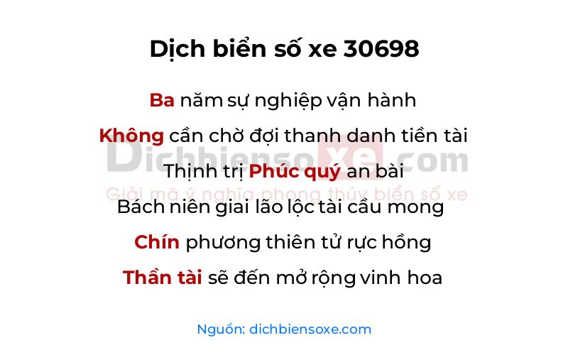 Dịch thơ biển số 30698