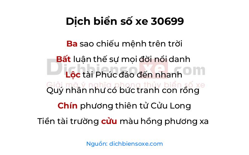 Dịch thơ biển số 30699