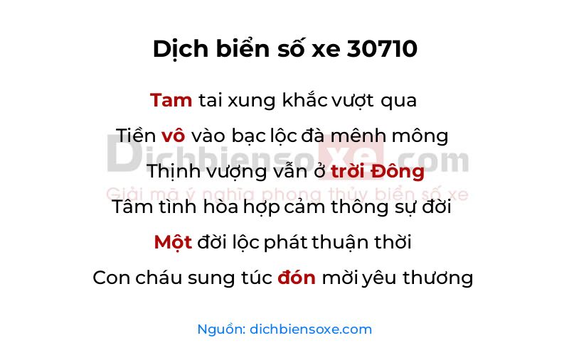 Dịch thơ biển số 30710