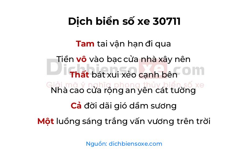 Dịch thơ biển số 30711