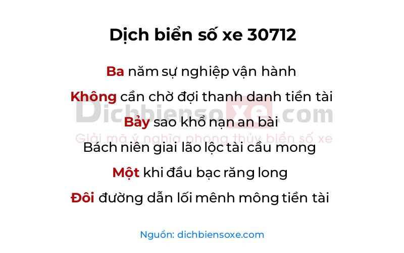 Dịch thơ biển số 30712