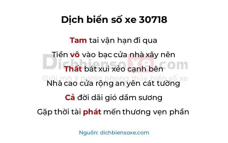 Dịch thơ biển số 30718