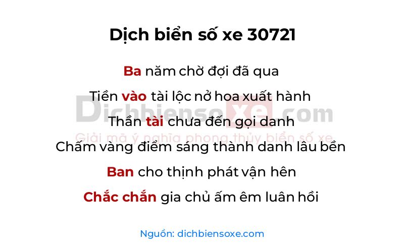 Dịch thơ biển số 30721