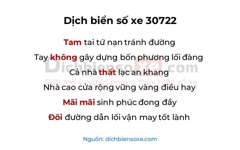 Dịch thơ biển số 30722