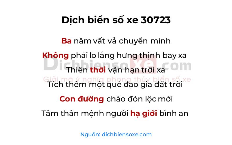 Dịch thơ biển số 30723