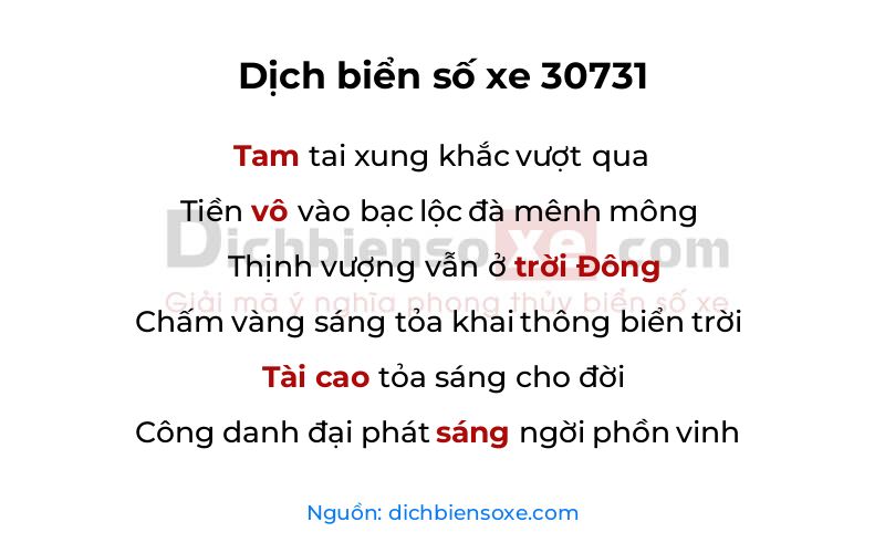 Dịch thơ biển số 30731