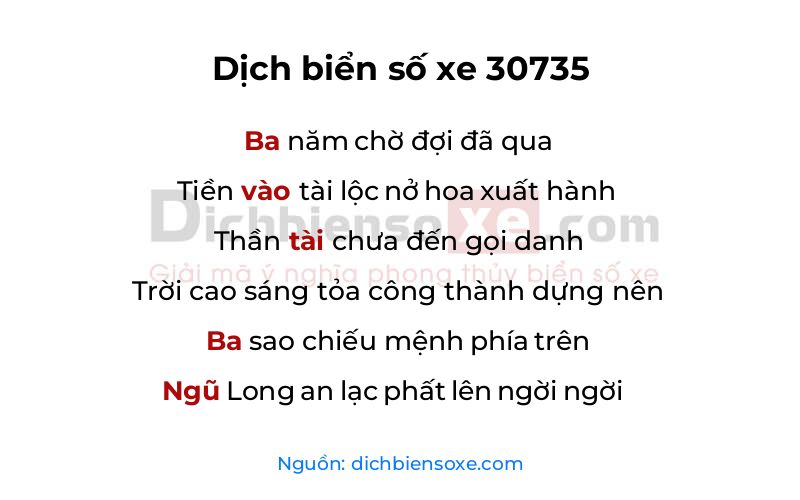 Dịch thơ biển số 30735