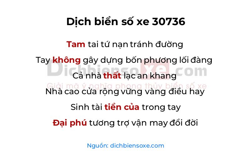 Dịch thơ biển số 30736
