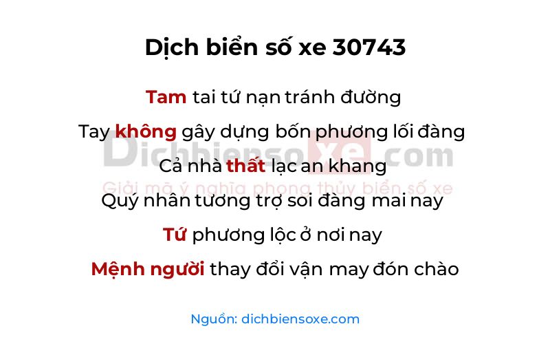 Dịch thơ biển số 30743