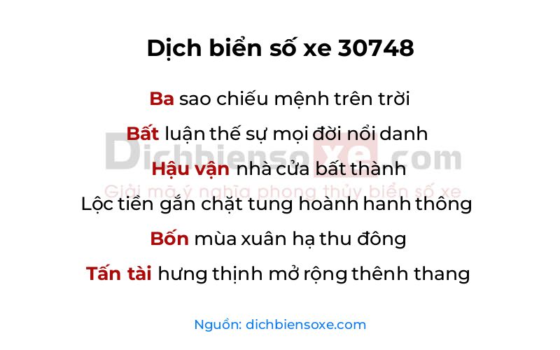 Dịch thơ biển số 30748