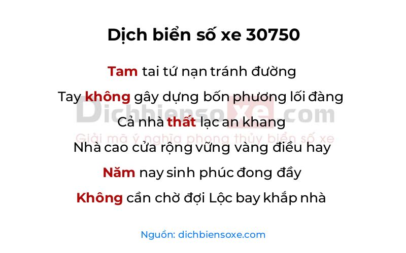 Dịch thơ biển số 30750