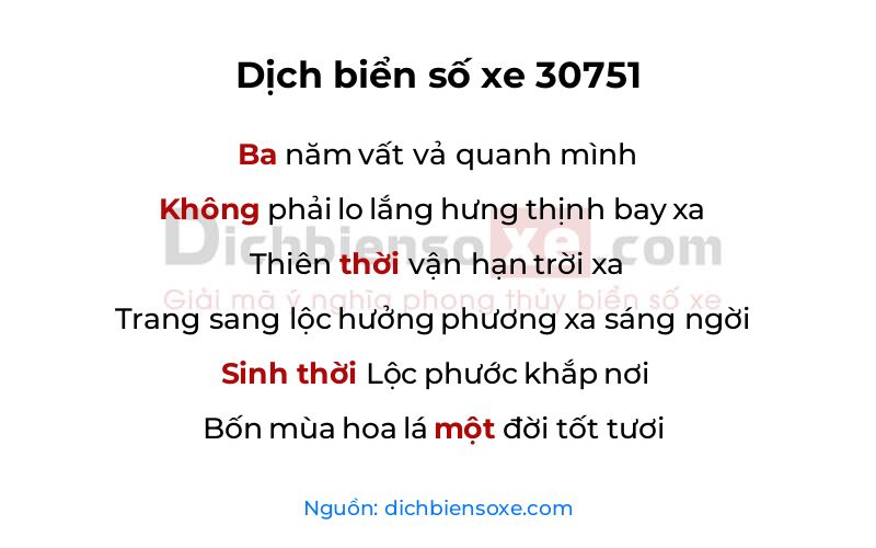 Dịch thơ biển số 30751