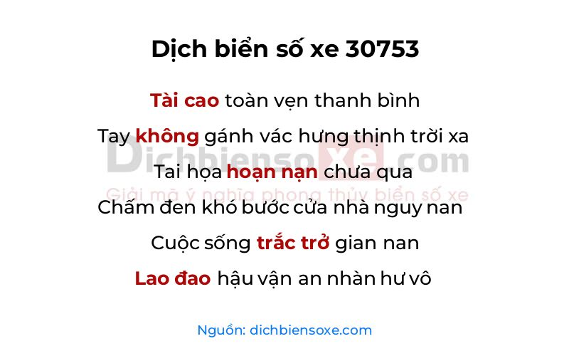 Dịch thơ biển số 30753