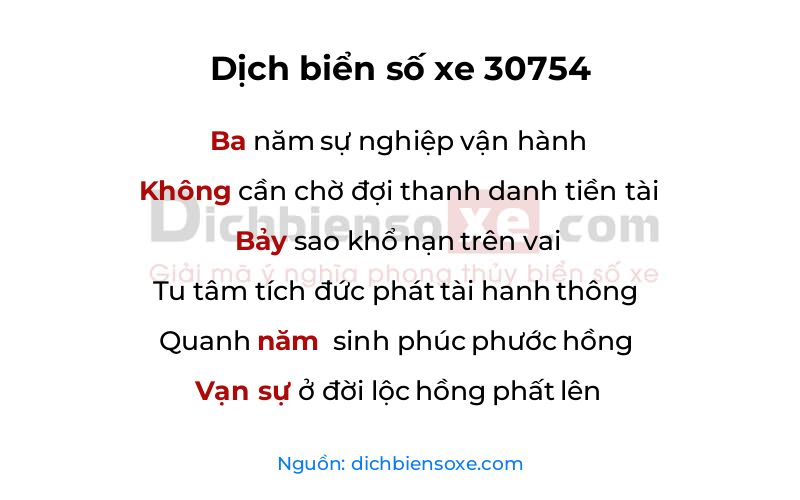 Dịch thơ biển số 30754