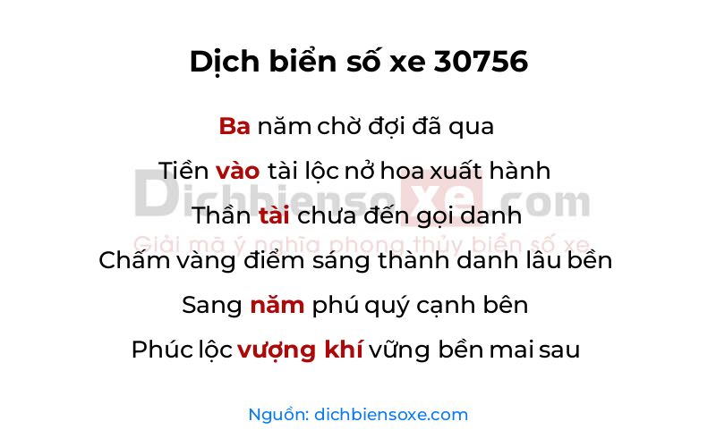 Dịch thơ biển số 30756