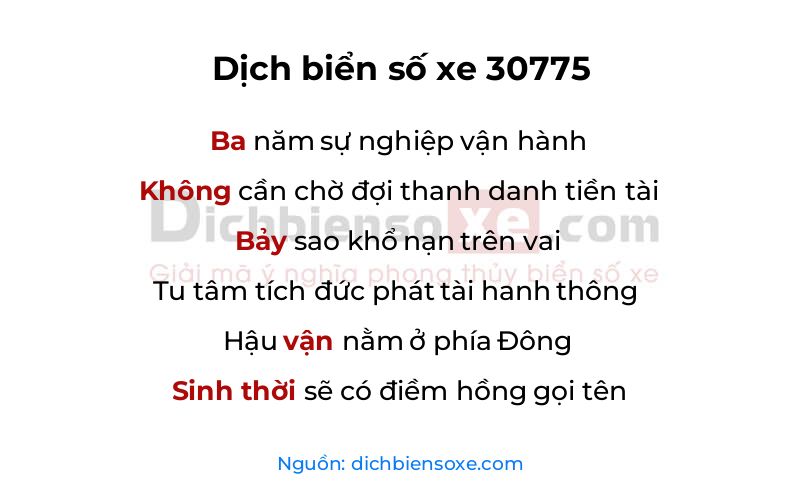 Dịch thơ biển số 30775