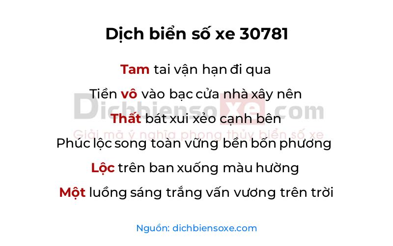 Dịch thơ biển số 30781