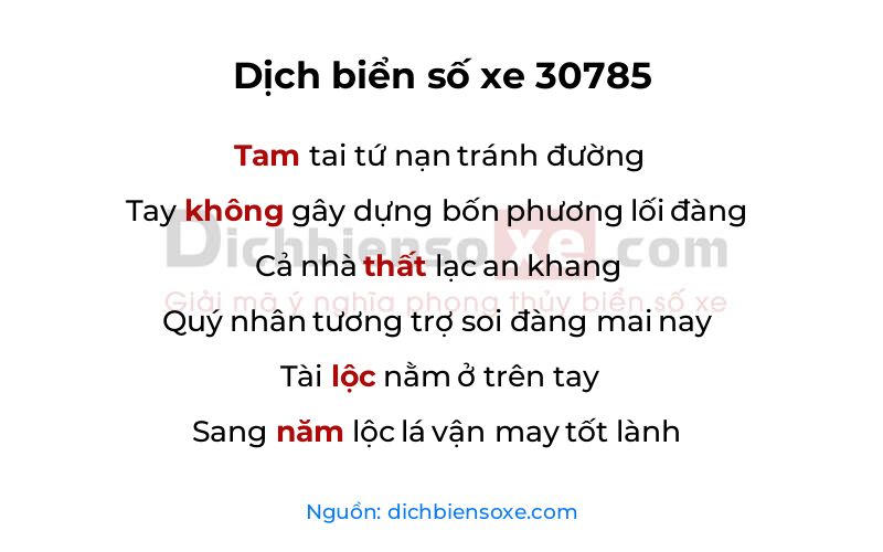 Dịch thơ biển số 30785