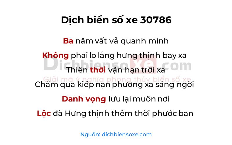 Dịch thơ biển số 30786