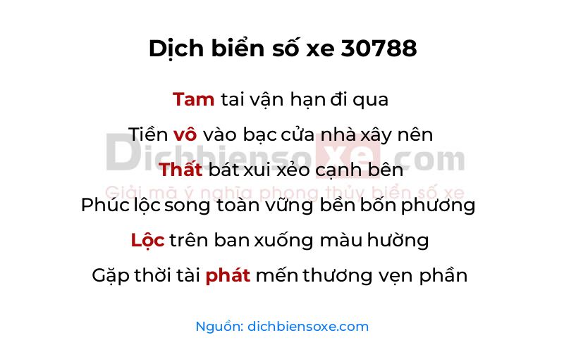 Dịch thơ biển số 30788
