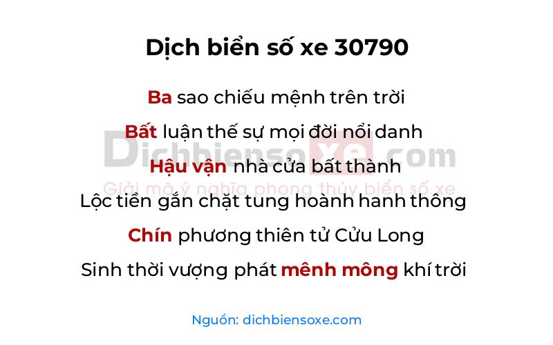 Dịch thơ biển số 30790