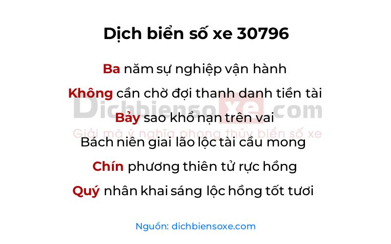 Dịch thơ biển số 30796