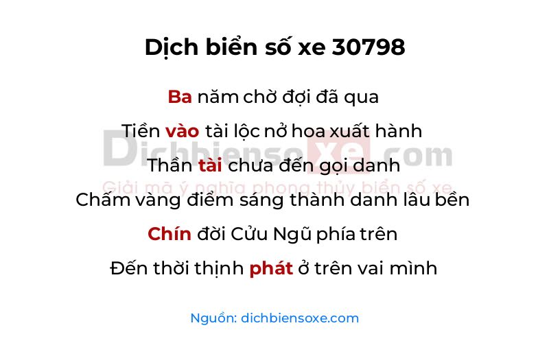 Dịch thơ biển số 30798