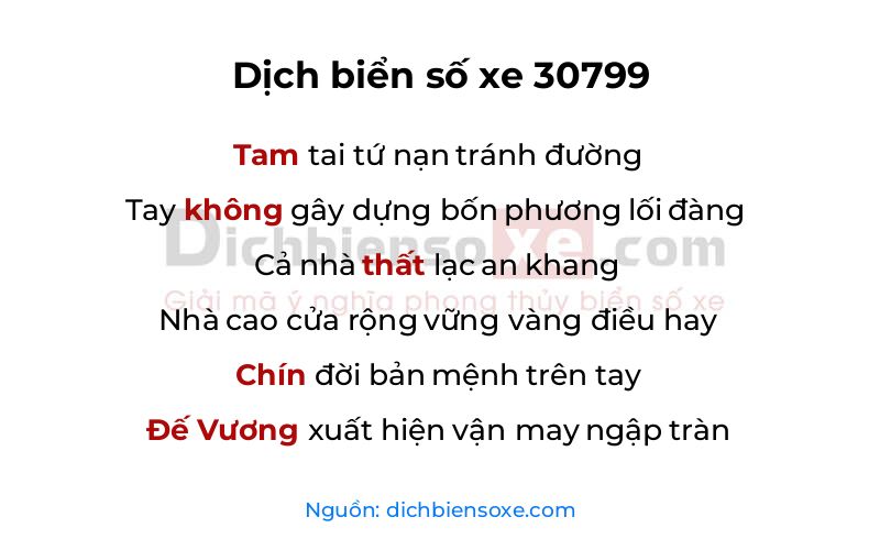 Dịch thơ biển số 30799