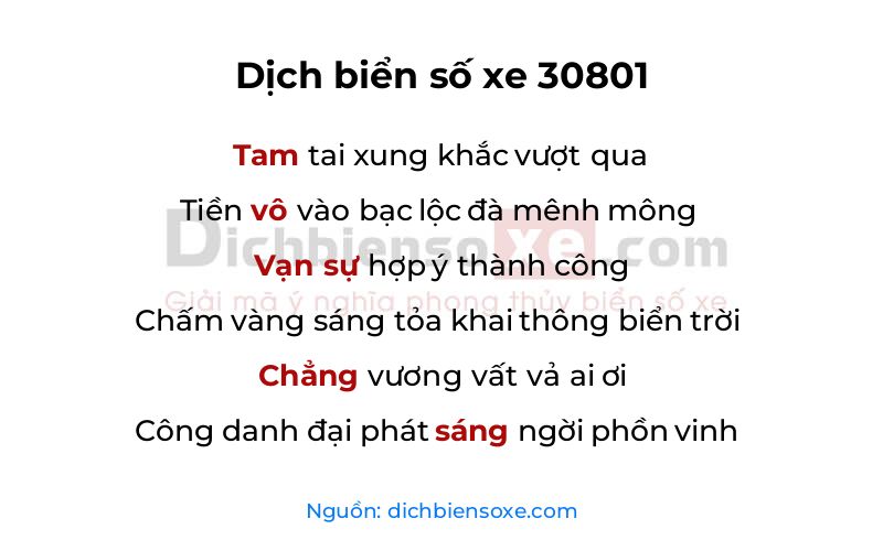 Dịch thơ biển số 30801