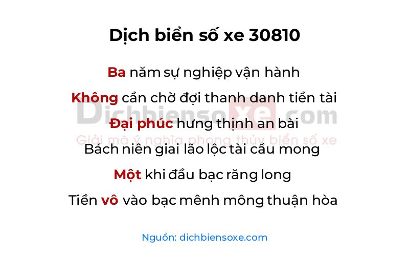 Dịch thơ biển số 30810