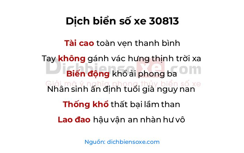 Dịch thơ biển số 30813