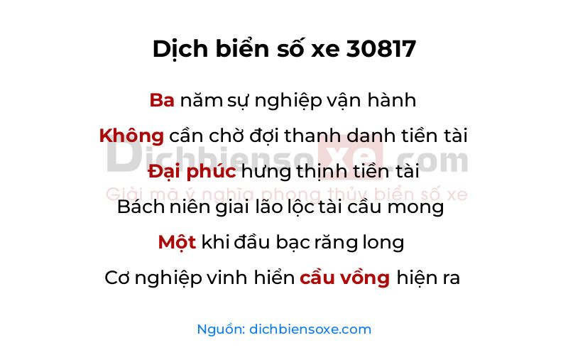 Dịch thơ biển số 30817