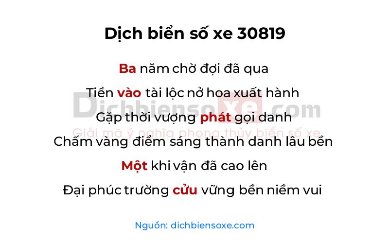 Dịch thơ biển số 30819