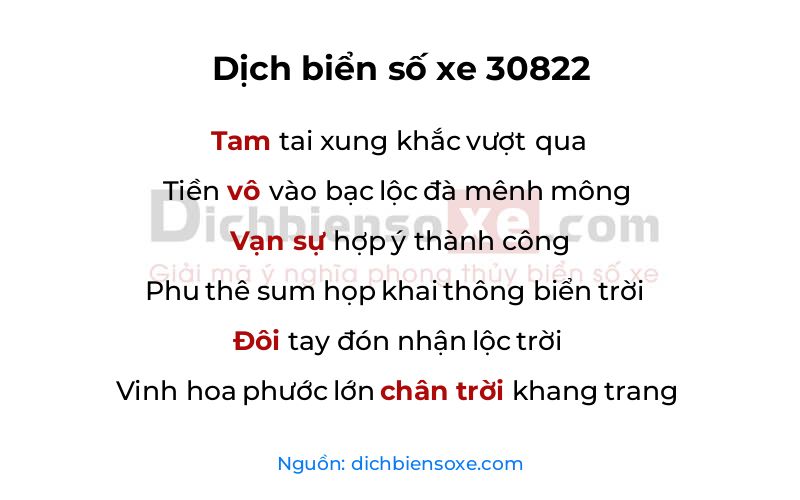 Dịch thơ biển số 30822