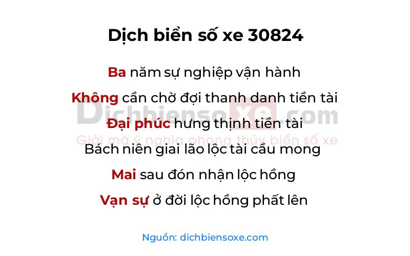 Dịch thơ biển số 30824