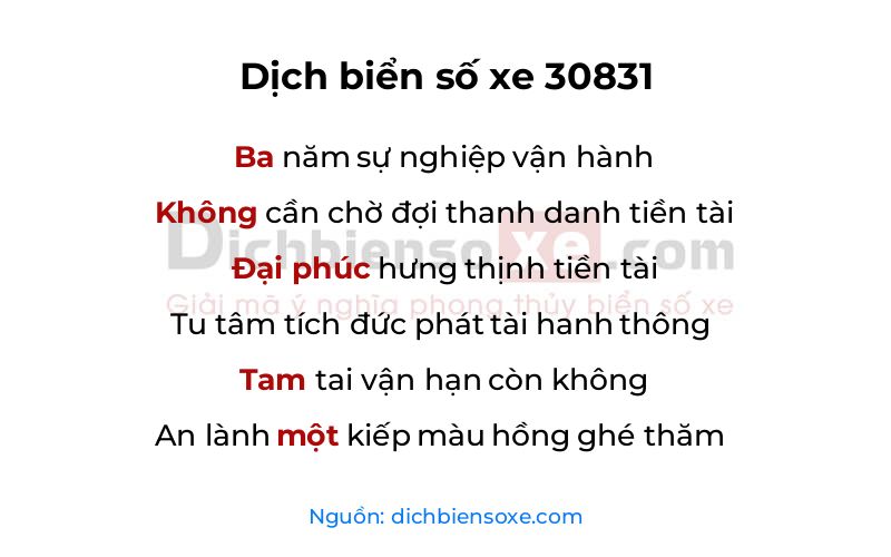 Dịch thơ biển số 30831
