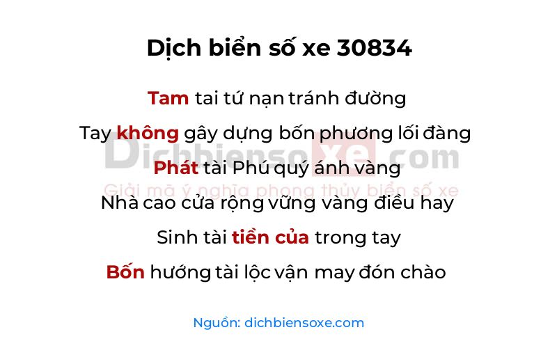 Dịch thơ biển số 30834