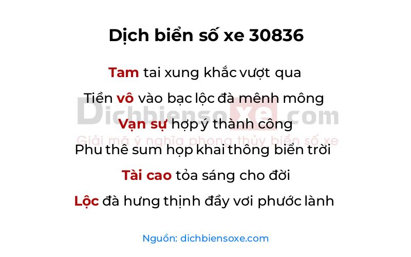Dịch thơ biển số 30836