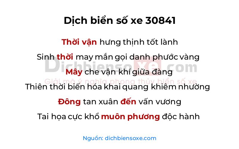 Dịch thơ biển số 30841
