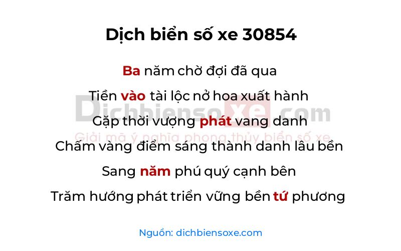 Dịch thơ biển số 30854