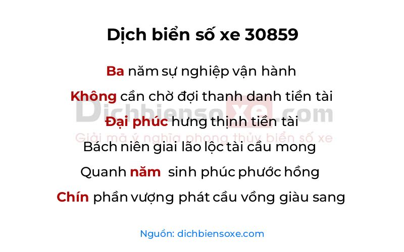 Dịch thơ biển số 30859