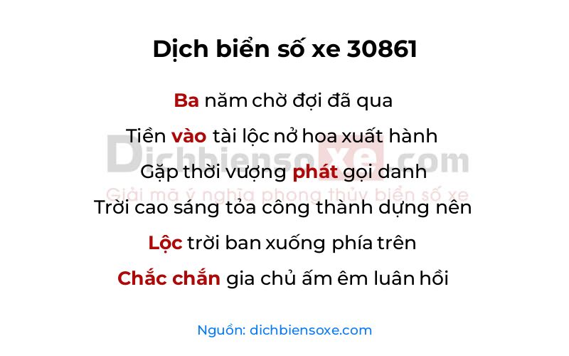 Dịch thơ biển số 30861