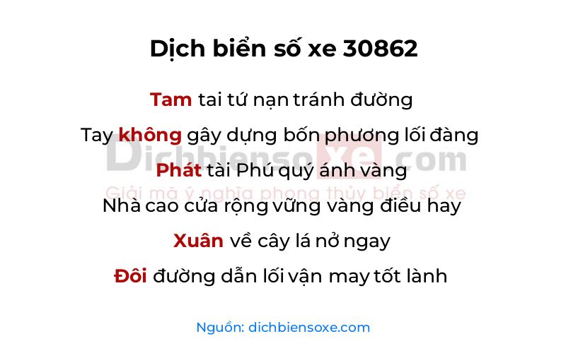 Dịch thơ biển số 30862