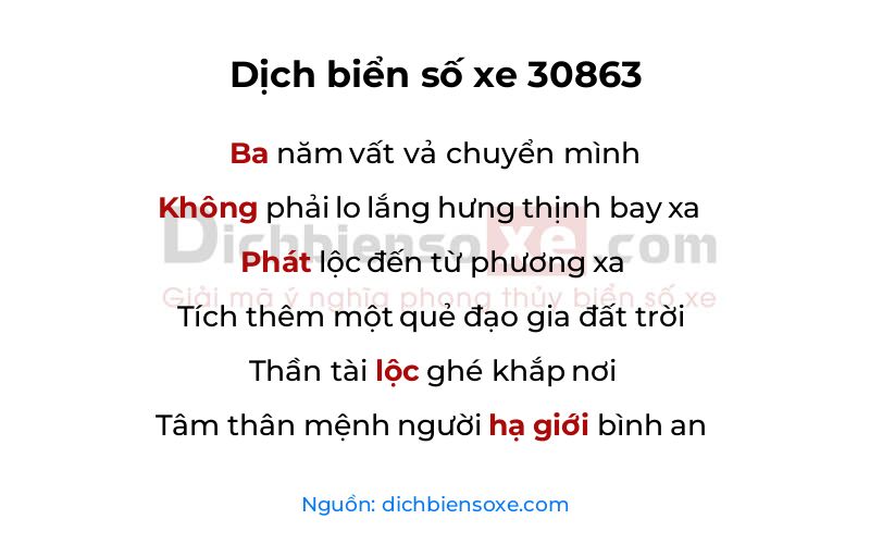 Dịch thơ biển số 30863