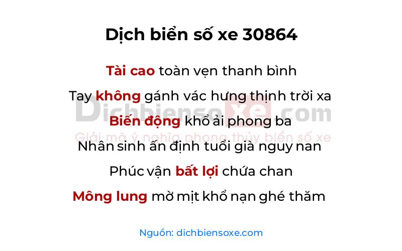Dịch thơ biển số 30864
