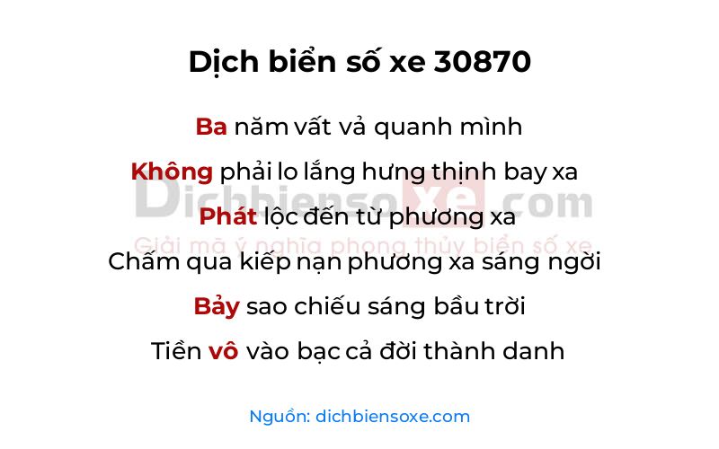 Dịch thơ biển số 30870