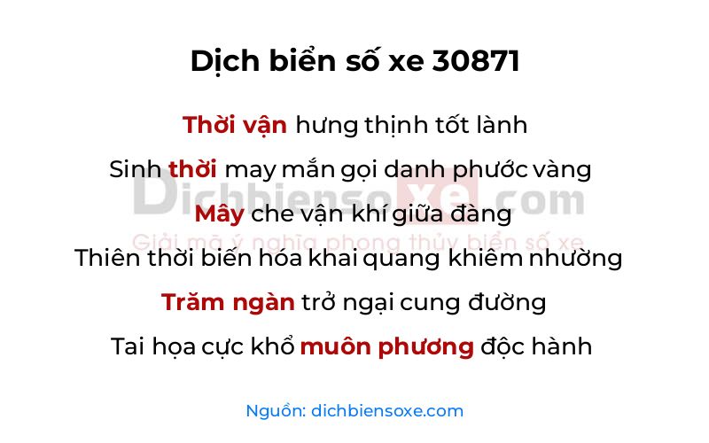 Dịch thơ biển số 30871