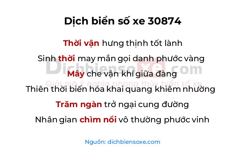 Dịch thơ biển số 30874